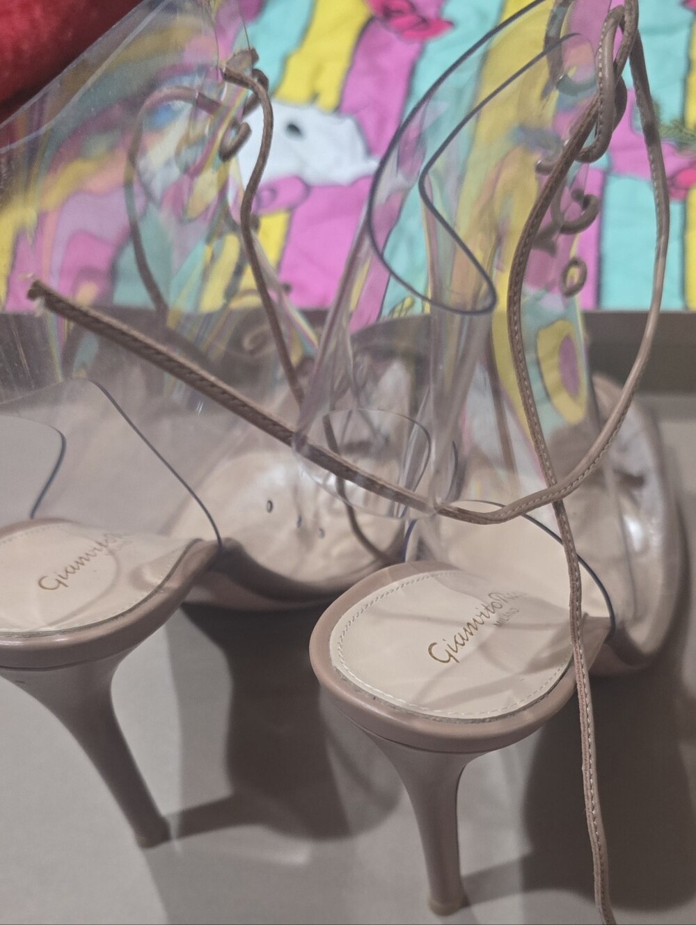 Gianvito Rossi Nude Clear PVC Ankle-Tie Stilettos